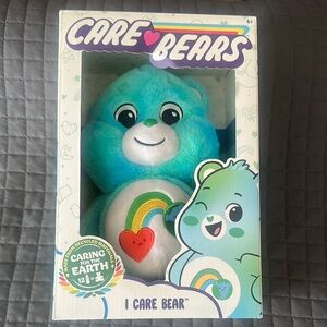 Care Bears Blue Stuffed Animal with Smiling Face and Rainbow Heart